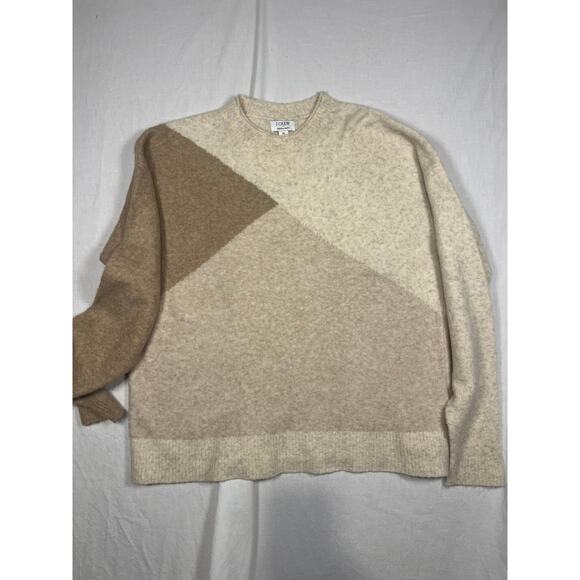 J. Crew Cream Color Block Extra-Soft Sweater M - Picture 4 of 9